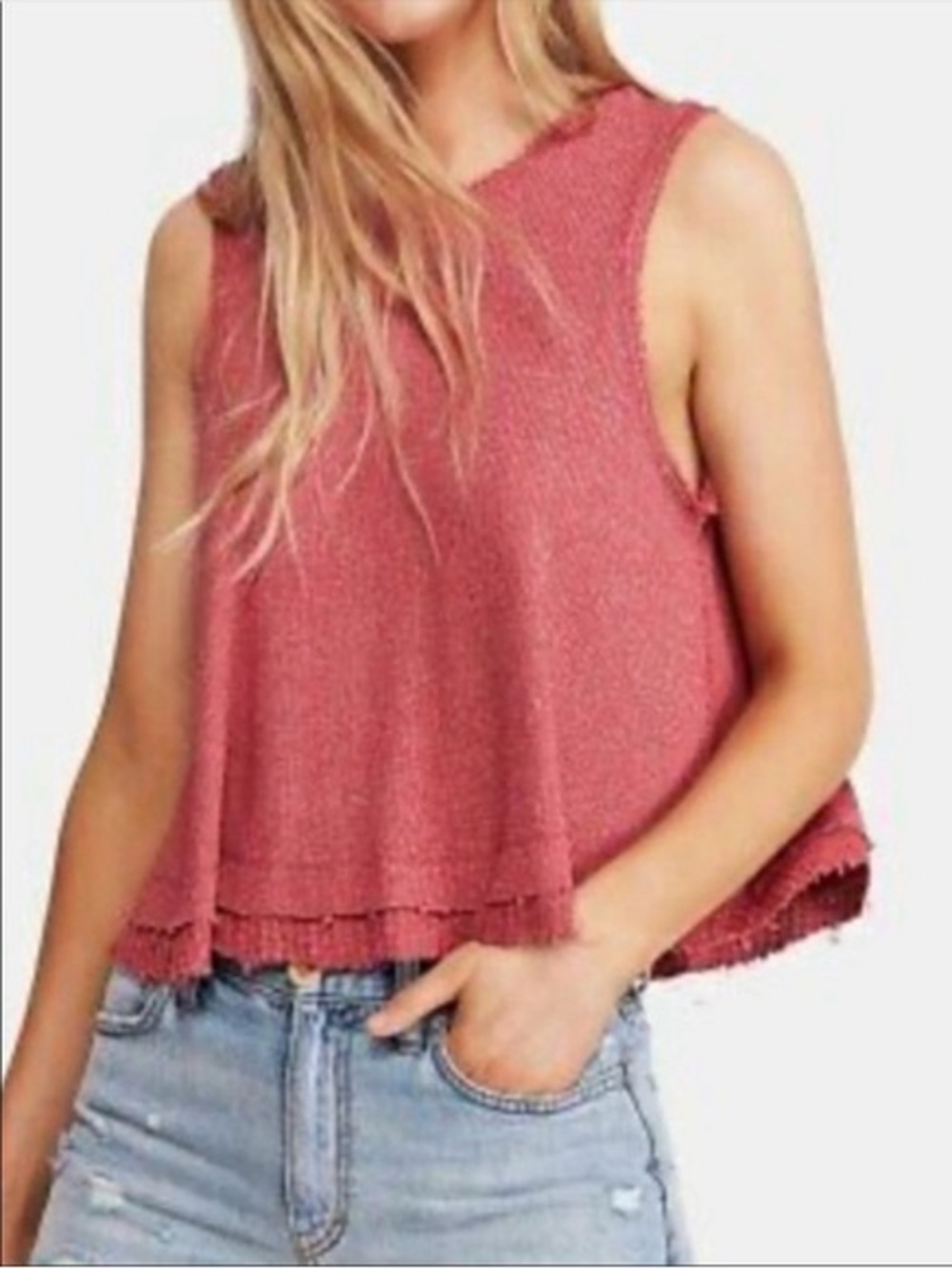 Free People New Love Flowy Tank Top Rose Red Boho Small